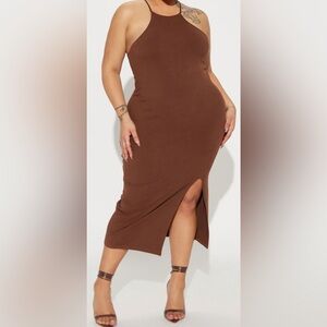 Fashion Nova Brown Midi Dress